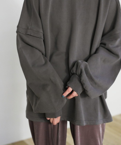 select MOCA(セレクトモカ)の「クラッシュデザインオーバースウェット(Tシャツ/カットソー・レディース・アイボリー/オリーブ/スミクロ・FREE)」の15枚目の写真