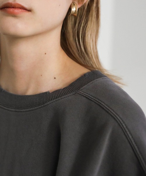 select MOCA(セレクトモカ)の「クラッシュデザインオーバースウェット(Tシャツ/カットソー・レディース・アイボリー/オリーブ/スミクロ・FREE)」の17枚目の写真