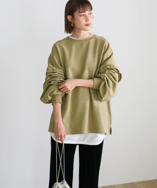 select MOCA(セレクトモカ)の「クラッシュデザインオーバースウェット(Tシャツ/カットソー・レディース・アイボリー/オリーブ/スミクロ・FREE)」の21枚目の写真