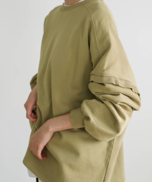 select MOCA(セレクトモカ)の「クラッシュデザインオーバースウェット(Tシャツ/カットソー・レディース・アイボリー/オリーブ/スミクロ・FREE)」の22枚目の写真