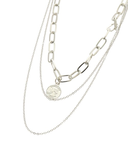 PINK-latte（ピンクラテ）の「3連チェーンネックレス太（ネックレス・キッズ・シルバー・00）」の2枚目の写真
