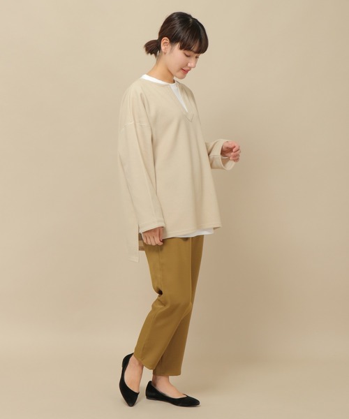 ikka(イッカ)の「カットボンディングキーネックプルオーバー(Tシャツ/カットソー・レディース・チャコールグレー/グレー/オフホワイト・M)」の13枚目の写真