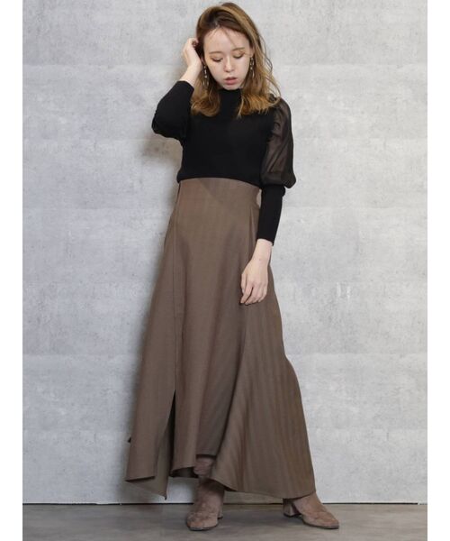 dazzlin（ダズリン）の「ボリュームシアーコンパクトニットトップス（ニット/セーター・レディース・アイボリー/ブラック/ブラウン・FREE）」の4枚目の写真