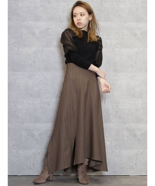 dazzlin（ダズリン）の「ボリュームシアーコンパクトニットトップス（ニット/セーター・レディース・アイボリー/ブラック/ブラウン・FREE）」の5枚目の写真