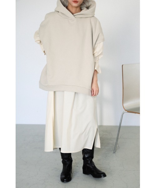 BLACK BY MOUSSY（ブラックバイマウジー）の「sleeve less parka（スリーブレスパーカー）（パーカー・レディース・チャコールグレー/ホワイト/ベージュ・FREE）」の18枚目の写真