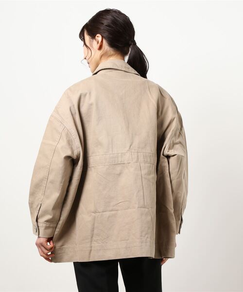 OUTDOOR PRODUCTS APPAREL(アウトドアプロダクツアパレル)の「ドロストカバーオール デニムジャケット ビッグシルエット(デニムジャケット・レディース・ブルー系その他/カーキ/ワンウォッシュ/サンドベージュ・MEDIUM/LARGE)」の7枚目の写真