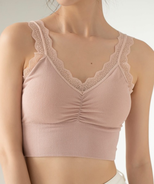 SAISON DE PAPILLON（セゾンドパピヨン）の「ミディ丈レースストラップブラトップ（その他アンダーウェア/インナー・レディース・ホワイト/ピンク/ブラック/グリーン・M）」の4枚目の写真