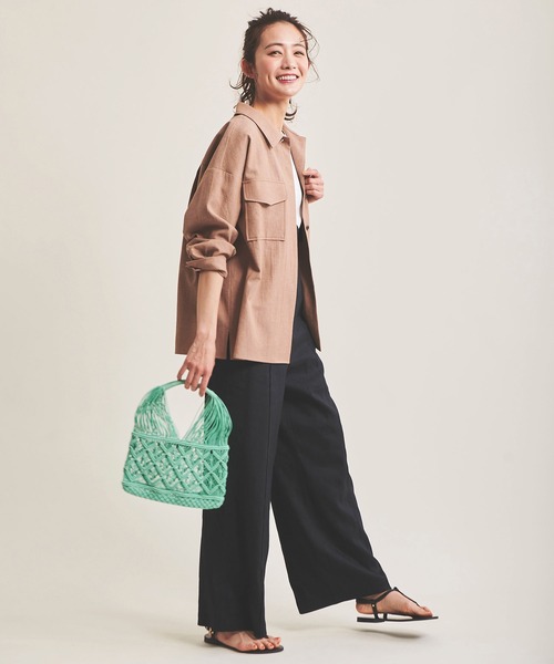 The Virgnia（ザ ヴァージニア）の「リネン混オーバーシャツ（シャツ/ブラウス・レディース・ベージュ/グリーン・FREE）」の12枚目の写真