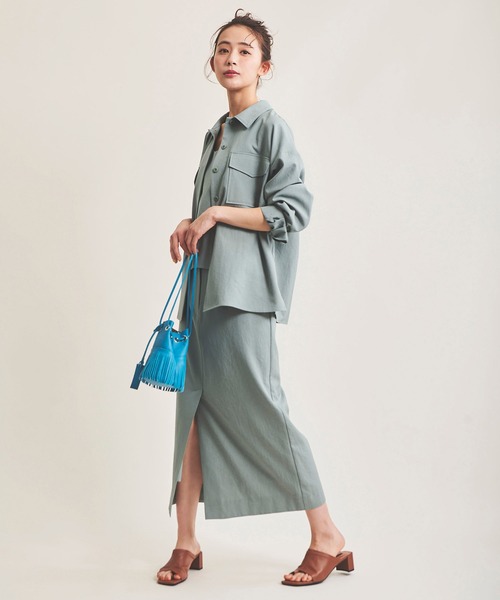 The Virgnia（ザ ヴァージニア）の「リネン混オーバーシャツ（シャツ/ブラウス・レディース・ベージュ/グリーン・FREE）」の7枚目の写真