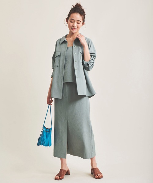The Virgnia（ザ ヴァージニア）の「リネン混オーバーシャツ（シャツ/ブラウス・レディース・ベージュ/グリーン・FREE）」の11枚目の写真