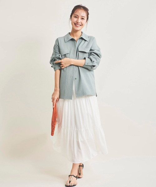 The Virgnia（ザ ヴァージニア）の「リネン混オーバーシャツ（シャツ/ブラウス・レディース・ベージュ/グリーン・FREE）」の3枚目の写真