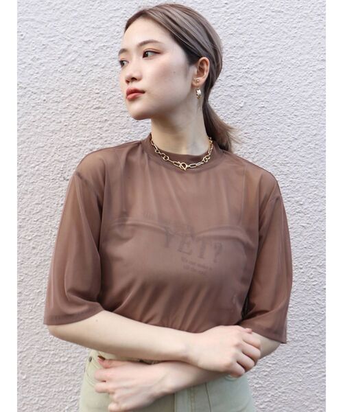 MURUA(ムルーア)の「YETシアーTシャツ(Tシャツ/カットソー・レディース・ホワイト/グリーン/モカ・FREE)」の2枚目の写真