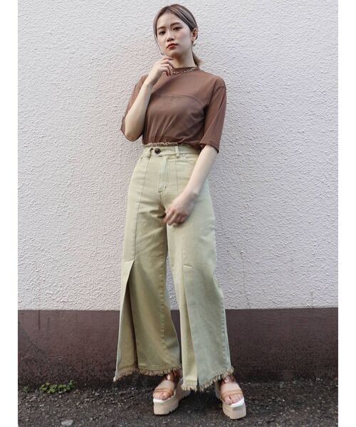 MURUA(ムルーア)の「YETシアーTシャツ(Tシャツ/カットソー・レディース・ホワイト/グリーン/モカ・FREE)」の10枚目の写真