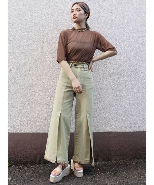 MURUA(ムルーア)の「YETシアーTシャツ(Tシャツ/カットソー・レディース・ホワイト/グリーン/モカ・FREE)」の11枚目の写真