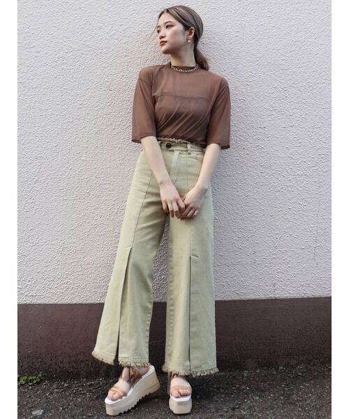 MURUA(ムルーア)の「YETシアーTシャツ(Tシャツ/カットソー・レディース・ホワイト/グリーン/モカ・FREE)」の12枚目の写真
