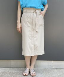麻調ストレッチベイカースカート