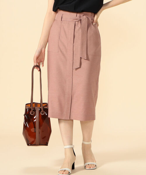 NOLLEY’S Sophi(ノーリーズソフィ)の「麻調ストレッチベイカースカート(スカート・レディース・ネイビー/イエロー/ベージュ/ブルー/ピンク/クリーム/ベージュ系その他2/キャメル・36/38/34)」の8枚目の写真