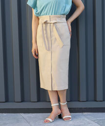 麻調ストレッチベイカースカート
