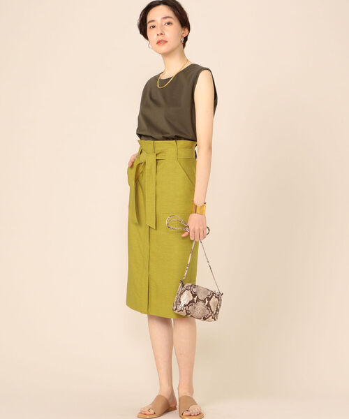 NOLLEY’S Sophi(ノーリーズソフィ)の「麻調ストレッチベイカースカート(スカート・レディース・ネイビー/イエロー/ベージュ/ブルー/ピンク/クリーム/ベージュ系その他2/キャメル・36/38/34)」の15枚目の写真