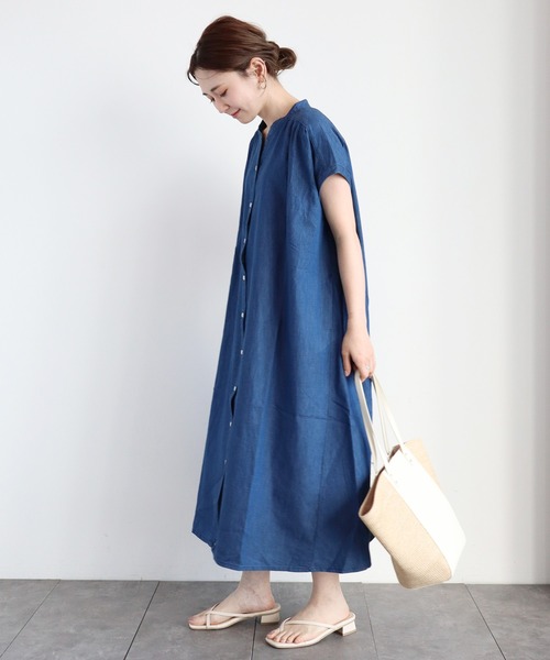 AMERICAN HOLIC（アメリカンホリック）の「フレンチスリーブデニムギャザーワンピース（ワンピース・レディース・インディゴブルー・MEDIUM/LARGE）」の4枚目の写真