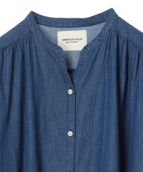 AMERICAN HOLIC（アメリカンホリック）の「フレンチスリーブデニムギャザーワンピース（ワンピース・レディース・インディゴブルー・MEDIUM/LARGE）」の7枚目の写真