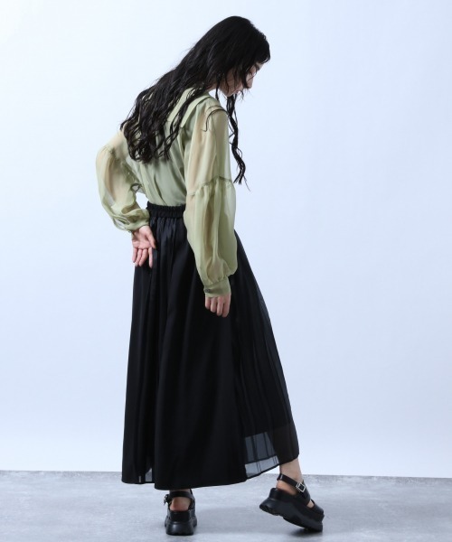HARE（ハレ）の「パートプリーツスカート(HARE)（スカート・レディース・ブラック/グレー・FREE）」の3枚目の写真