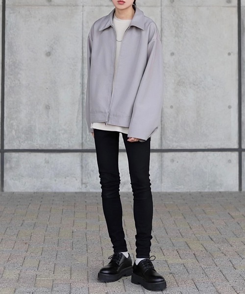 Loose/ルース（ルース）の「2way スリーブ ワイドジップブルゾン（ブルゾン・メンズ・ブラック/グレー系その他/グレイッシュベージュ・S/M/L）」の5枚目の写真