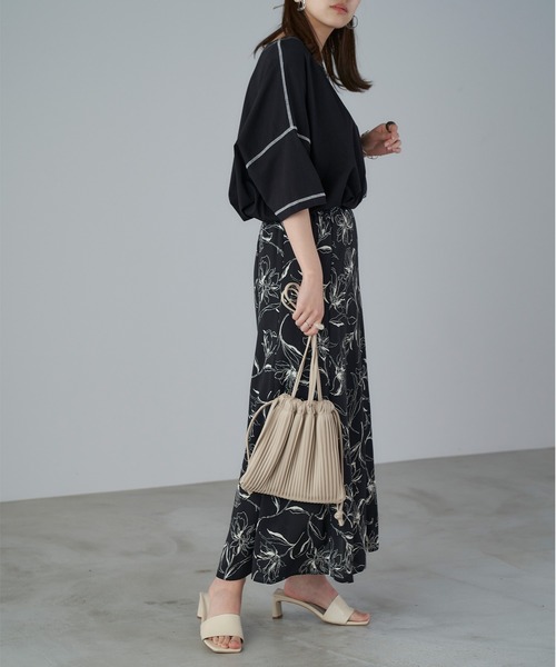 Chaco closet(チャコ クローゼット)の「フレア切り替えマーメイドシルエットプリントロングスカート(スカート・レディース・ブラック/ブラウン/アイボリー/ブラック系その他/ブラウン系その他/ブラック系その他2・FREE)」の19枚目の写真