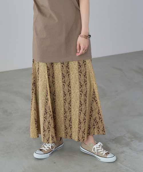 Chaco closet(チャコ クローゼット)の「フレア切り替えマーメイドシルエットプリントロングスカート(スカート・レディース・ブラック/ブラウン/アイボリー/ブラック系その他/ブラウン系その他/ブラック系その他2・FREE)」の8枚目の写真