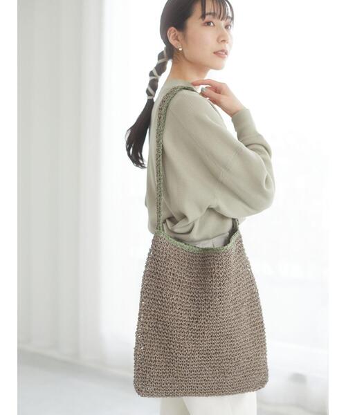 Green　Parks（グリーンパークス）の「・ステッチペーパーワンショルダーバッグ＊（トートバッグ・レディース・ライトベージュ/グレイッシュベージュ・FREE）」の7枚目の写真