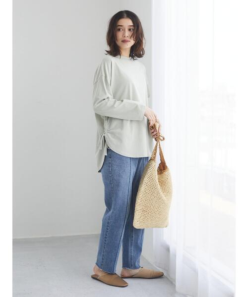 Green　Parks（グリーンパークス）の「・ステッチペーパーワンショルダーバッグ＊（トートバッグ・レディース・ライトベージュ/グレイッシュベージュ・FREE）」の6枚目の写真