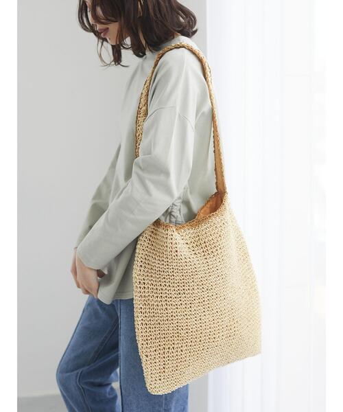 Green　Parks（グリーンパークス）の「・ステッチペーパーワンショルダーバッグ＊（トートバッグ・レディース・ライトベージュ/グレイッシュベージュ・FREE）」の2枚目の写真