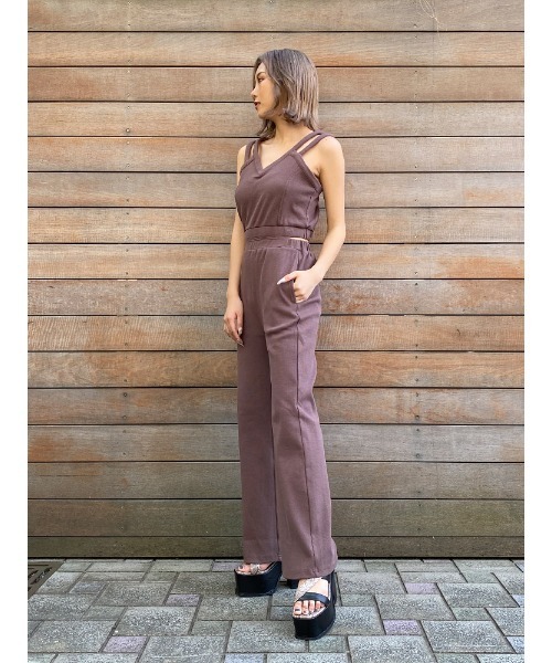 ENVYM（アンビー）の「ダブルストラップオールインワン（つなぎ/オールインワン・レディース・ブラック/ベージュ/ブラウン・FREE）」の12枚目の写真