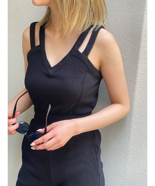 ENVYM（アンビー）の「ダブルストラップオールインワン（つなぎ/オールインワン・レディース・ブラック/ベージュ/ブラウン・FREE）」の15枚目の写真