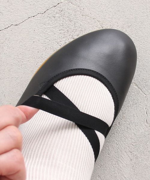 Dot＆Stripes CHILD WOMAN（ドットアンドストライプス　チャイルドウーマン）の「ANNIEL 革 クロスバレエシューズ（バレエシューズ・レディース・ブラック・37/36/35/40/38/39）」の8枚目の写真