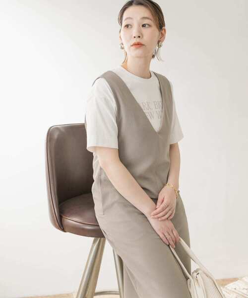 F by ROSSO（エフバイロッソ）の「F by ROSSO　ロングジャンパースカート（ジャンパースカート・レディース・ブラック/ベージュ・36/38）」の10枚目の写真