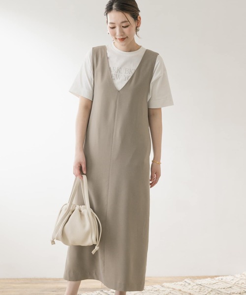 F by ROSSO（エフバイロッソ）の「F by ROSSO　ロングジャンパースカート（ジャンパースカート・レディース・ブラック/ベージュ・36/38）」の3枚目の写真