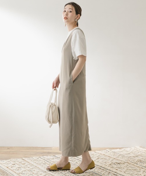 F by ROSSO（エフバイロッソ）の「F by ROSSO　ロングジャンパースカート（ジャンパースカート・レディース・ブラック/ベージュ・36/38）」の8枚目の写真