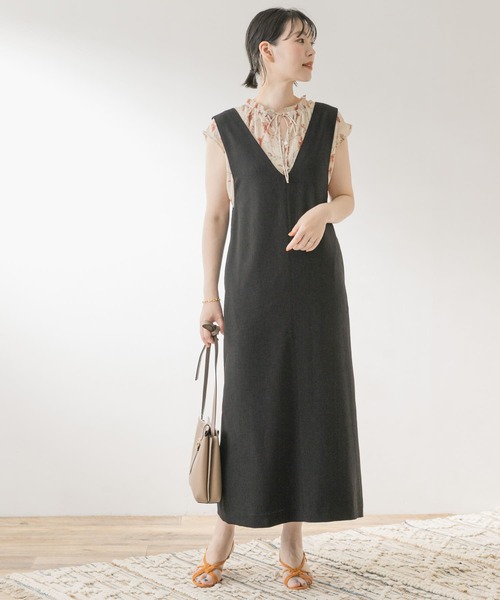 F by ROSSO（エフバイロッソ）の「F by ROSSO　ロングジャンパースカート（ジャンパースカート・レディース・ブラック/ベージュ・36/38）」の11枚目の写真