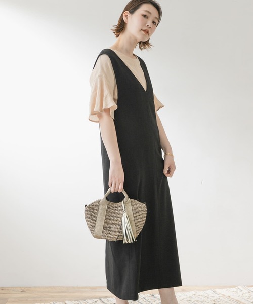 F by ROSSO（エフバイロッソ）の「F by ROSSO　ロングジャンパースカート（ジャンパースカート・レディース・ブラック/ベージュ・36/38）」の15枚目の写真