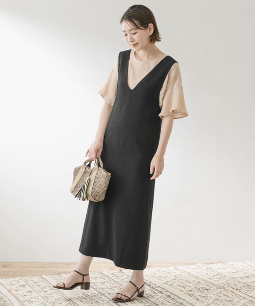 F by ROSSO（エフバイロッソ）の「F by ROSSO　ロングジャンパースカート（ジャンパースカート・レディース・ブラック/ベージュ・36/38）」の16枚目の写真