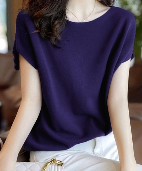 ABITOKYO（アビトーキョー）の「ボートネックドルマンニットプルオーバー（ニット/セーター・レディース・ホワイト/ブラック/ベージュ/ライトグリーン/モカ/グリーン/ラベンダー/パープル/ネイビー/オレンジ/イエロー/レッド・FREE）」の7枚目の写真