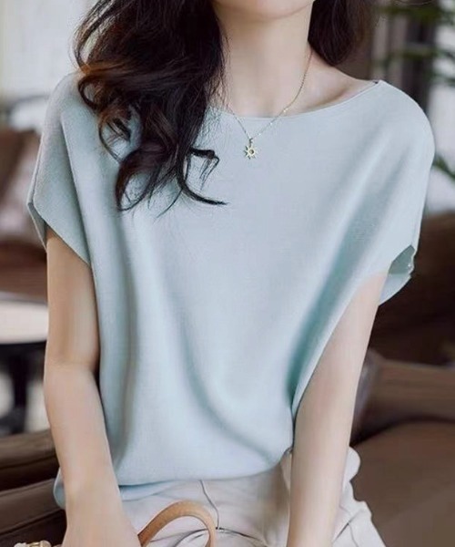 ABITOKYO（アビトーキョー）の「ボートネックドルマンニットプルオーバー（ニット/セーター・レディース・ホワイト/ブラック/ベージュ/ライトグリーン/モカ/グリーン/ラベンダー/パープル/ネイビー/オレンジ/イエロー/レッド・FREE）」の6枚目の写真