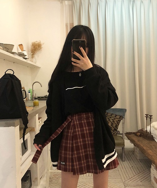 aimoha（アイモハ）の「chicチェック柄ミニスカート（スカート・レディース・ブラック/モカ/ワインレッド・MEDIUM/SMALL/LARGE）」の10枚目の写真