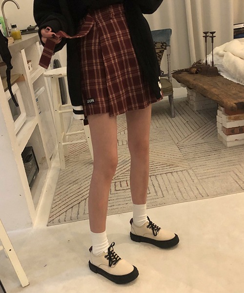 aimoha（アイモハ）の「chicチェック柄ミニスカート（スカート・レディース・ブラック/モカ/ワインレッド・MEDIUM/SMALL/LARGE）」の13枚目の写真