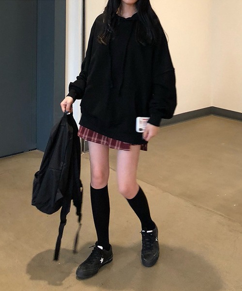 aimoha（アイモハ）の「chicチェック柄ミニスカート（スカート・レディース・ブラック/モカ/ワインレッド・MEDIUM/SMALL/LARGE）」の18枚目の写真