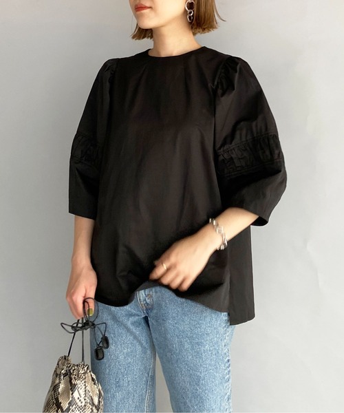 PICCIN（ピッチン）の「ボリュームスリーブブラウス（シャツ/ブラウス・レディース・ブラック/ベージュ/ピンク・M）」の5枚目の写真