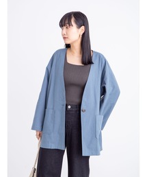 Green　Parks | ベルギーリネンブレンド ノーカラージャケット＊(ノーカラージャケット)