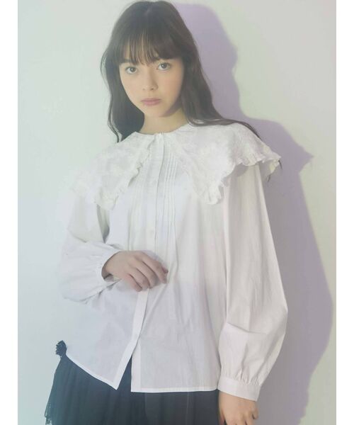 merry jenny（メリージェニー）の「刺繍レースフリルカラーシャツ（シャツ/ブラウス・レディース・オフホワイト/ブラック・FREE）」の14枚目の写真