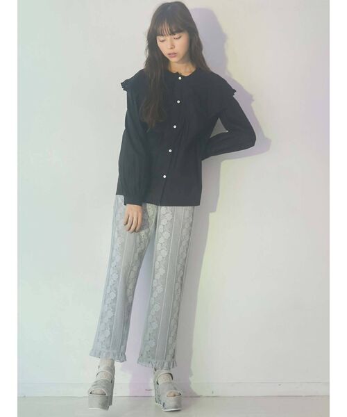 merry jenny（メリージェニー）の「刺繍レースフリルカラーシャツ（シャツ/ブラウス・レディース・オフホワイト/ブラック・FREE）」の12枚目の写真